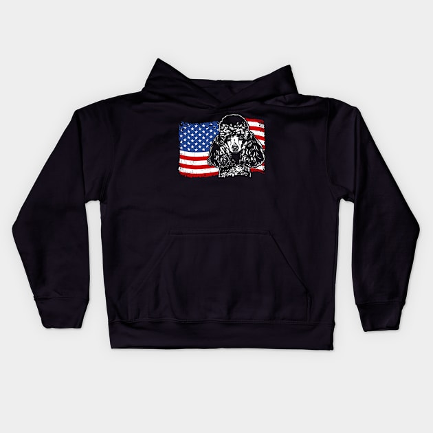 Proud Miniature Poodle American Flag patriotic dog Kids Hoodie by wilsigns